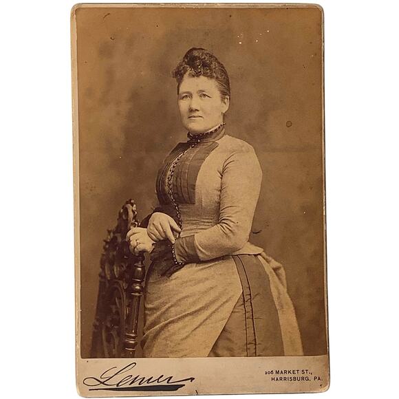 LeRue Lemer, Cabinet Card Photographer, 1800's Photo Card, Harrisburg, PA - Picture 2 of 4